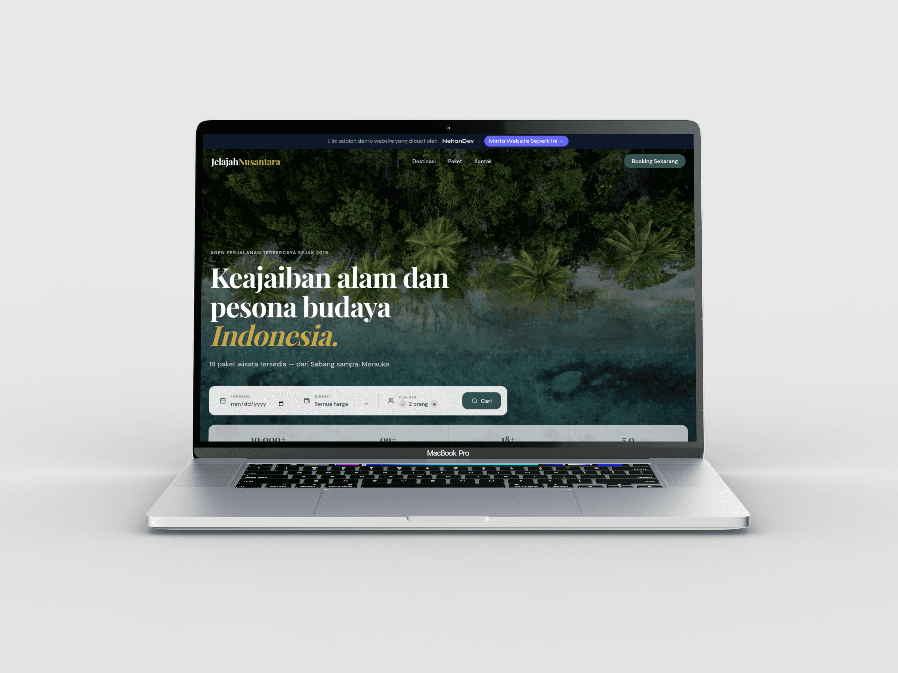 Tampilan website demo Jelajah Nusantara